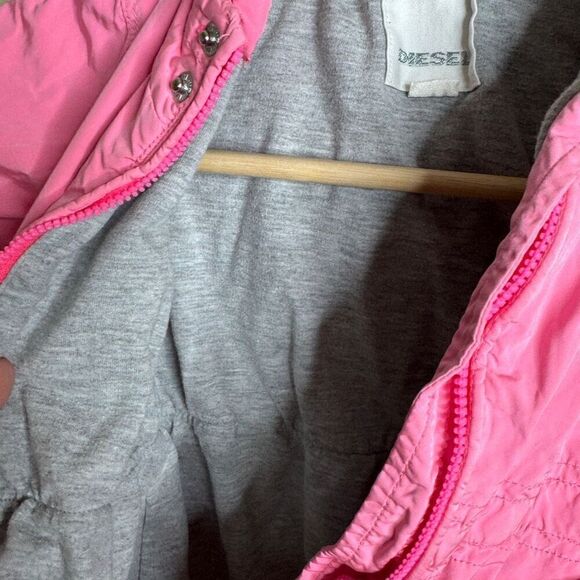 Diesel Jacket Baby Girl 12M Pink Hooded Full Zip Windbreaker - Picture 6 of 11